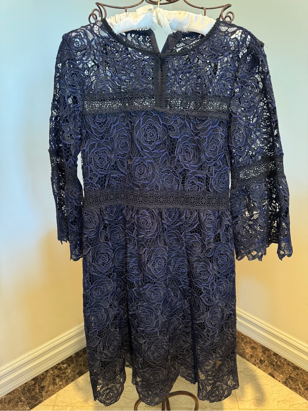 Nanette Lepore Navy & Black Lace A-Line Dress